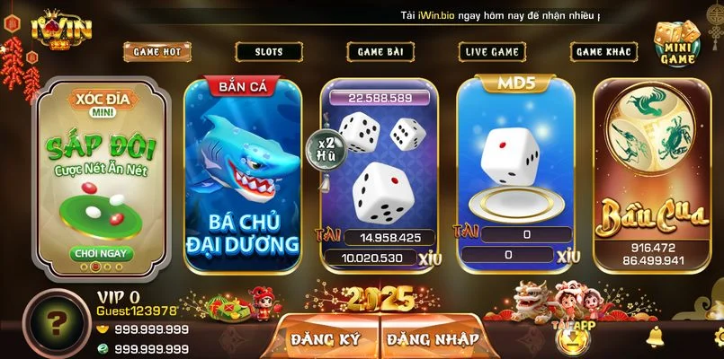 Kho game bài của IWIN phong phú