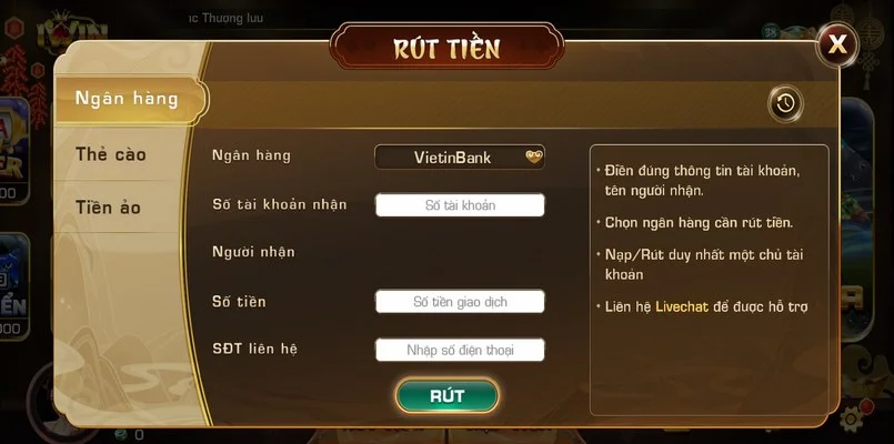 Hướng dẫn rút thưởng nhanh từ cổng game