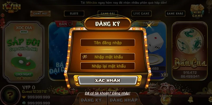 Newbie đăng ký tài khoản cổng game